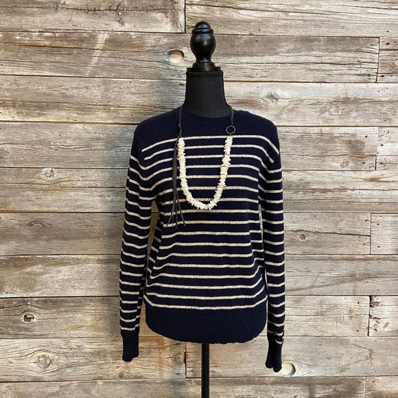 J Crew Striped Blue and Cream Sweater - Picture 5 of 6